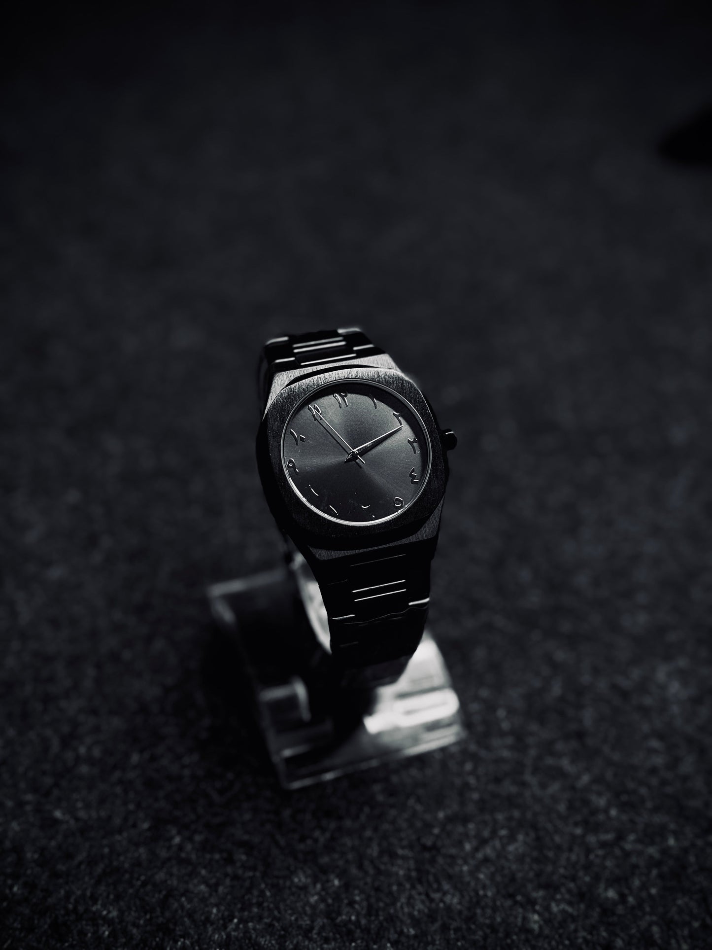 Black Arabic Watch – Stainless Steel Edition