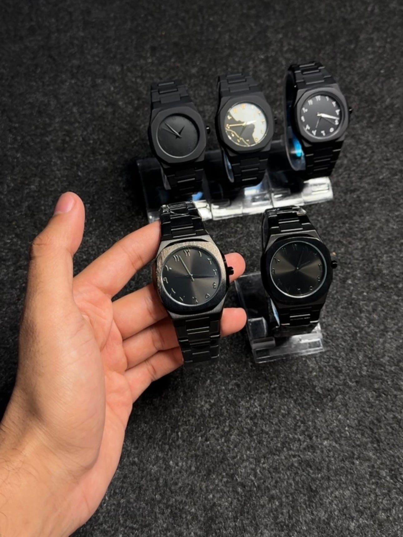 Black Arabic Watch – Stainless Steel Edition