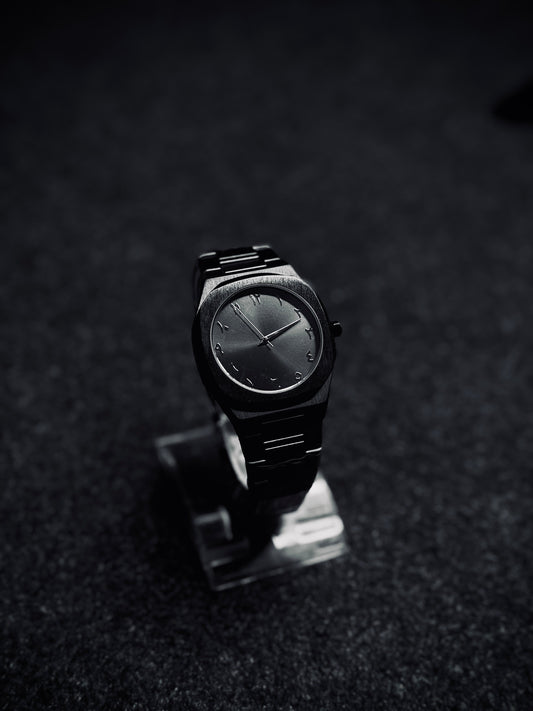 Black Arabic Watch – Stainless Steel Edition