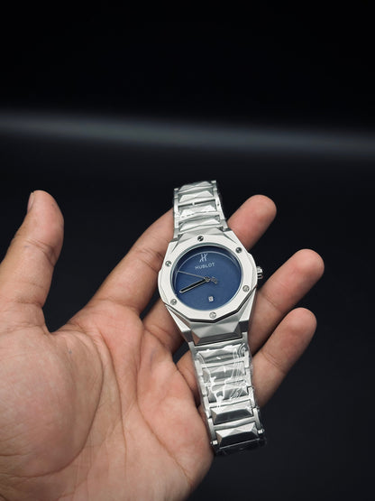 HUB Silver Blue Dial