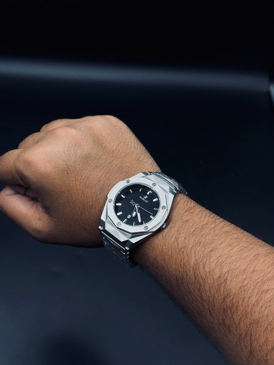 Hub silver Black Dial