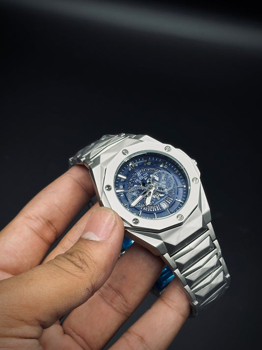 HUB Silver Blue Chrono Dial